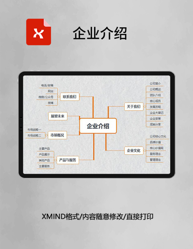 思维导图简约企业介绍XMind模板