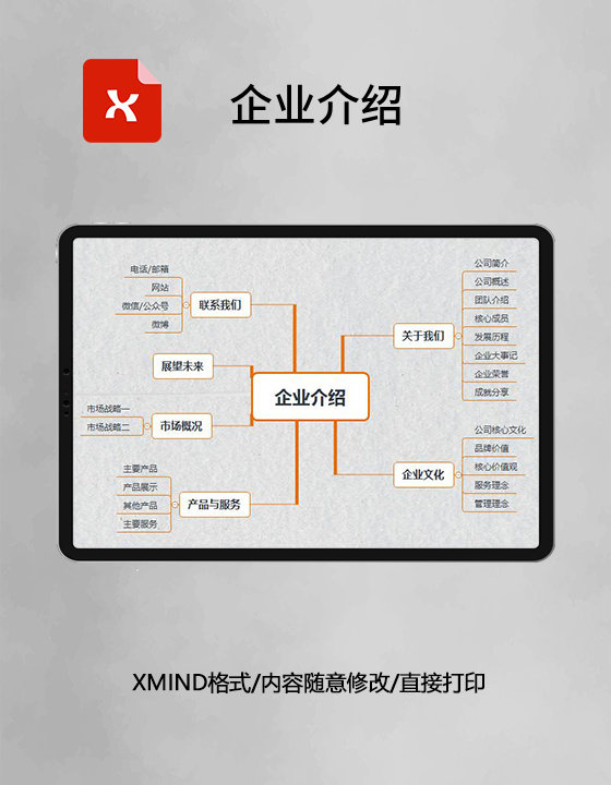 思维导图简约企业介绍XMind模板 思维导图简约企业介绍XMind模板