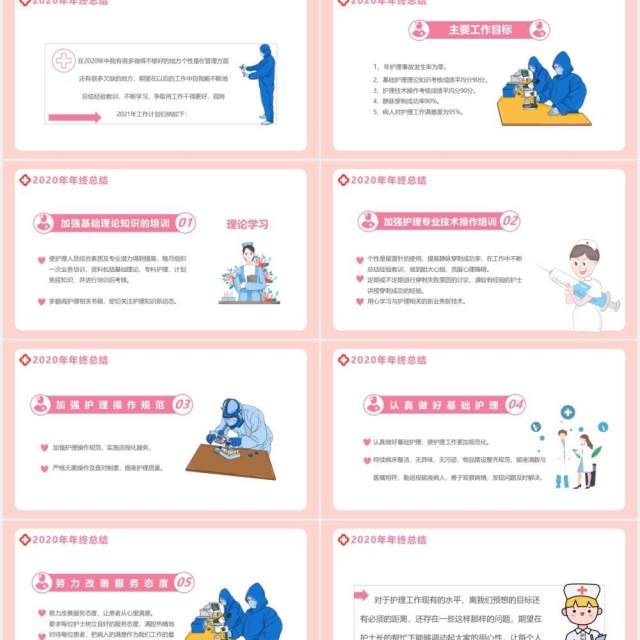 粉色卡通风护士年终工作总结汇报通用PPT模板 粉色卡通风护士年终工作总结汇报通用PPT模板