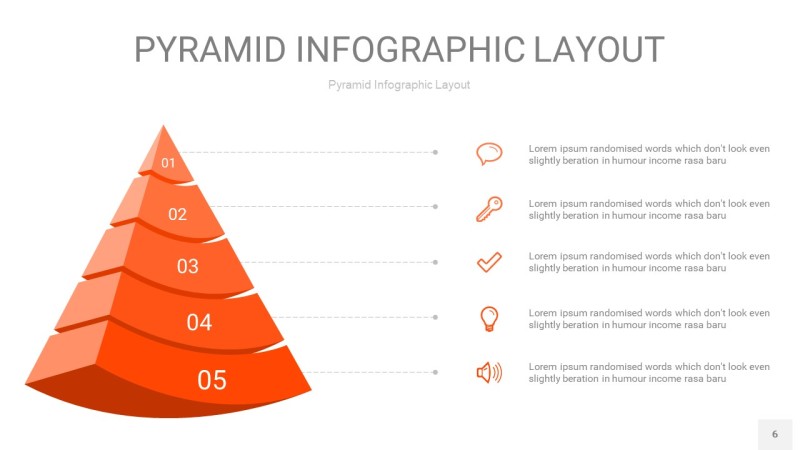 橘红色3D金字塔PPT信息图表6