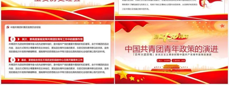 红色党政中国共青团青年政策的演进PPT模板