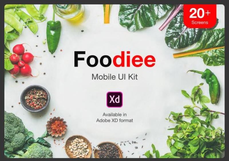 食物美食移动用户界面工具包Foodiee - Mobile UI Kit