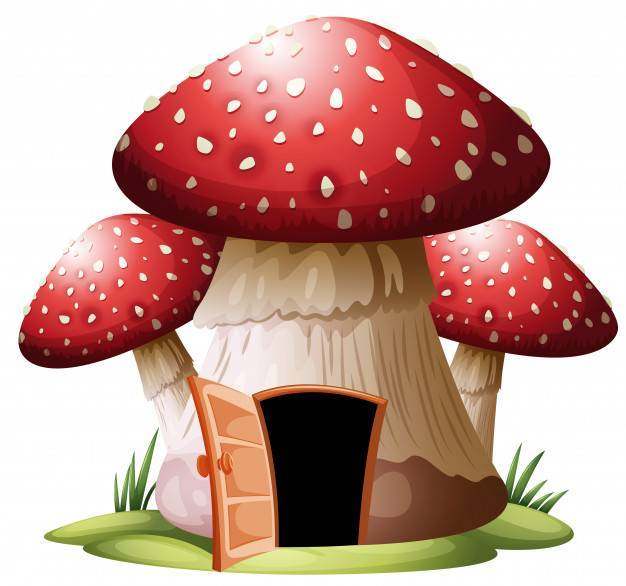 白色背景的蘑菇房子