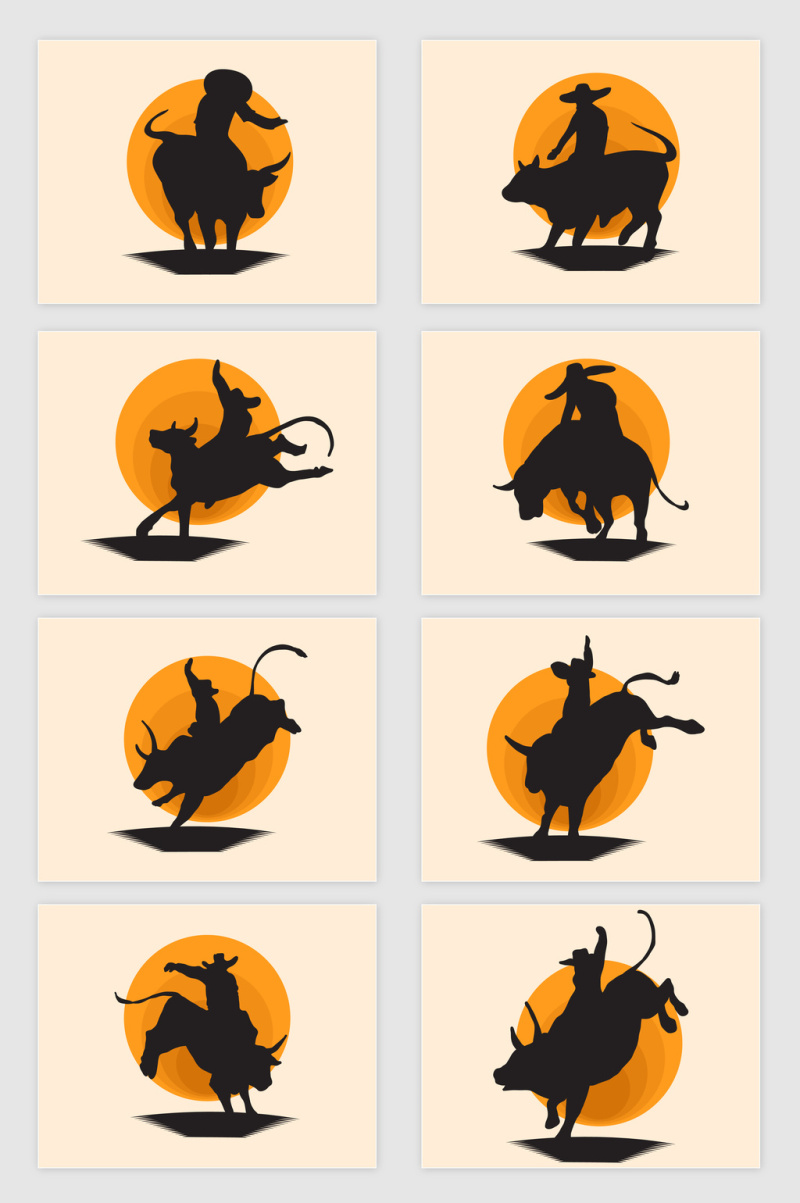 矢量牛仔剪影元素