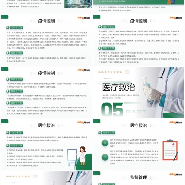 绿色简约风传染病防治法宣传介绍PPT模板 绿色简约风传染病防治法宣传介绍PPT模板