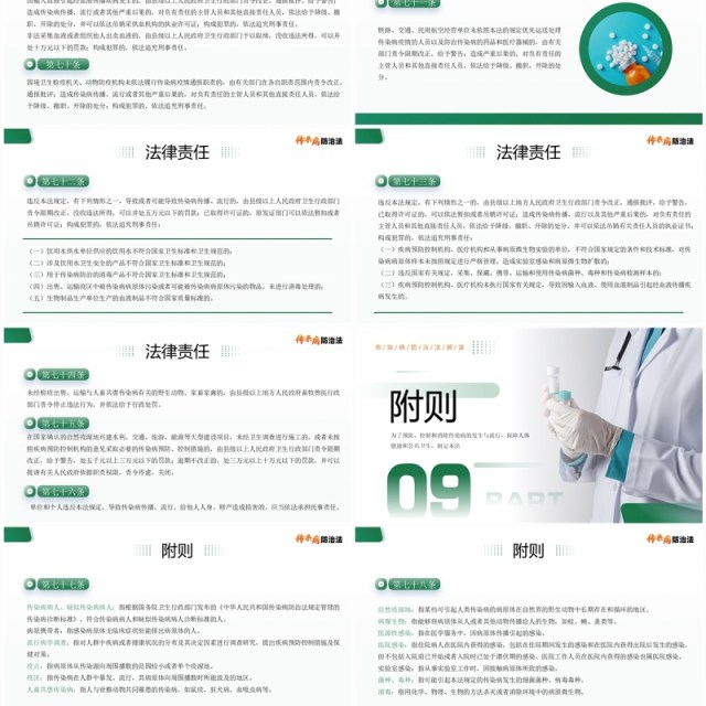 绿色简约风传染病防治法宣传介绍PPT模板