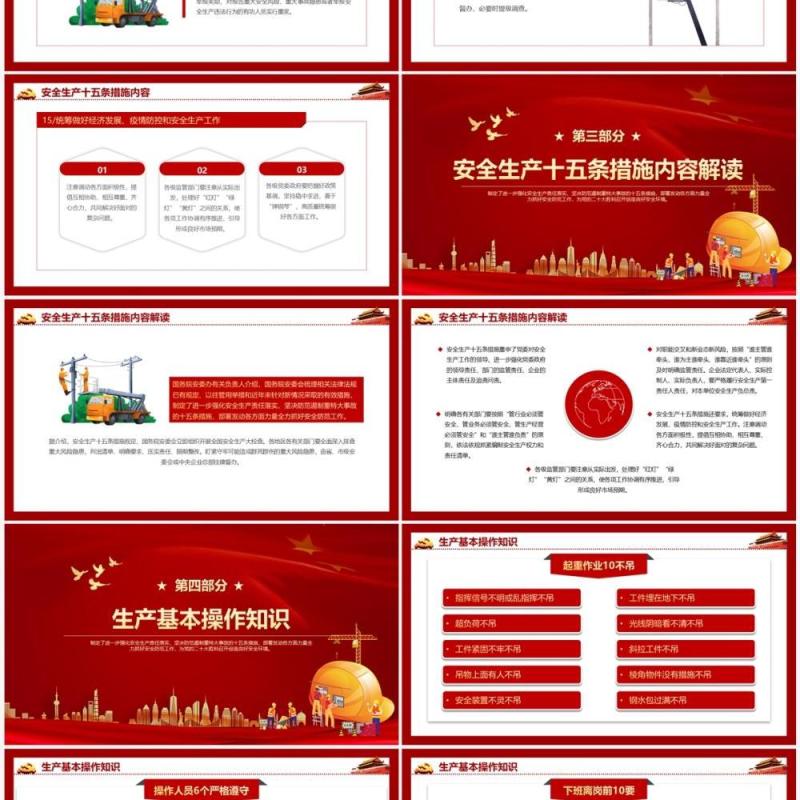 红色安全生产十五条硬措施PPT模板模板