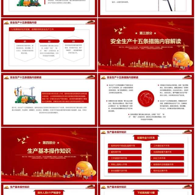 红色安全生产十五条硬措施PPT模板模板