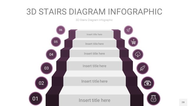 渐变深紫色3D阶梯PPT图表28
