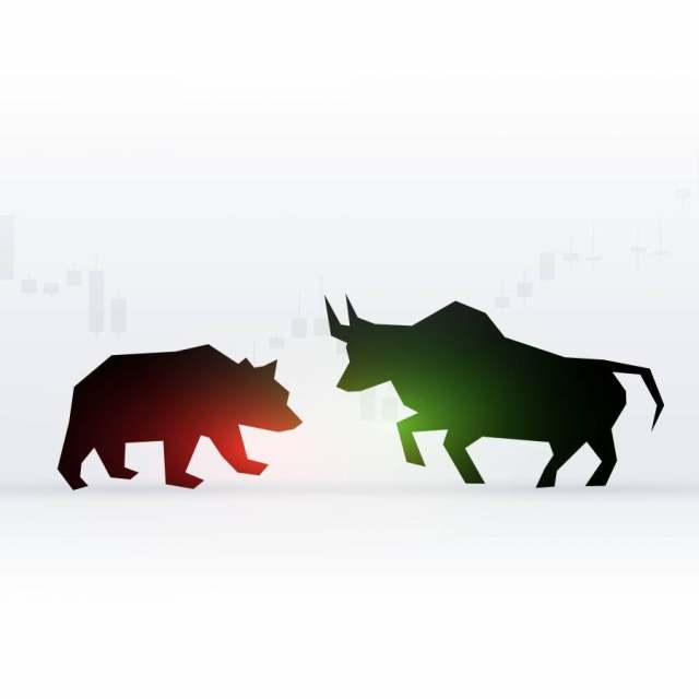 熊和公牛的概念设计在彼此前面显示l