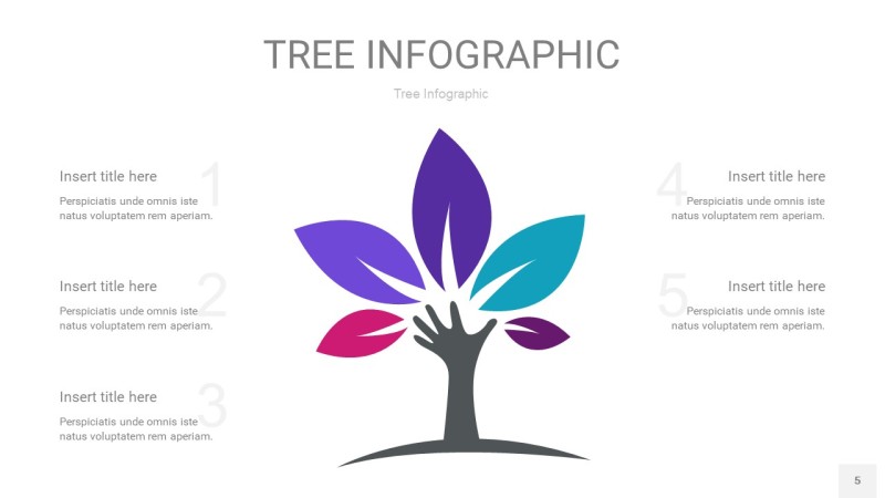 紫绿色树状图PPT图表5