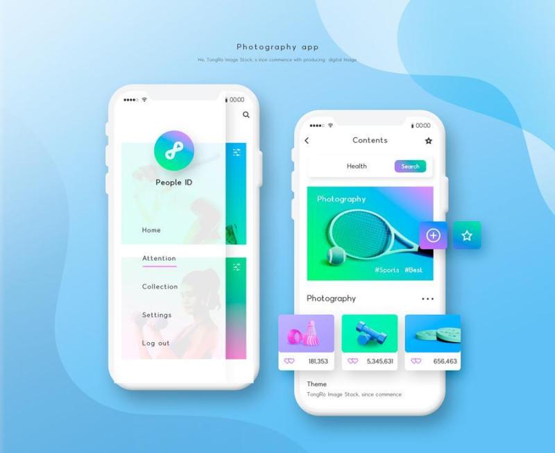 7款时尚购物APP单页风格展示iphone手机样机效果UI界面PSD设计素材图