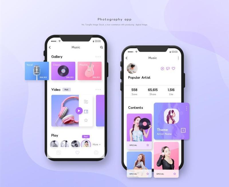 7款时尚购物APP单页风格展示iphone手机样机效果UI界面PSD设计素材图