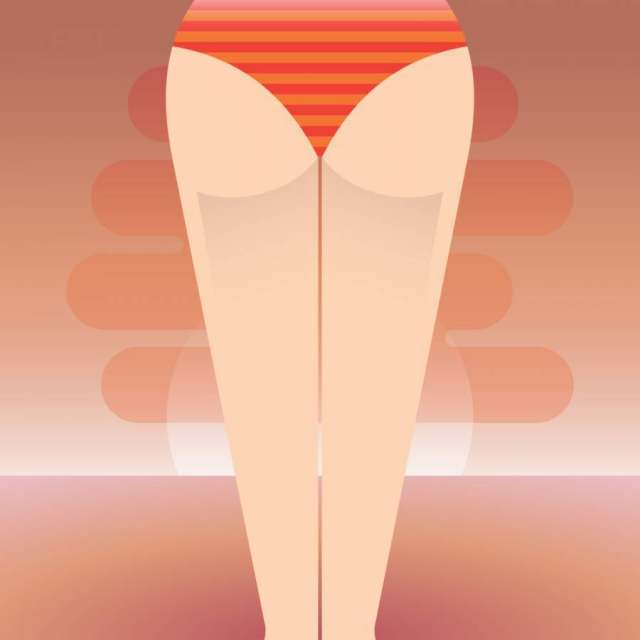 海滩屁股女孩和日落的插图
