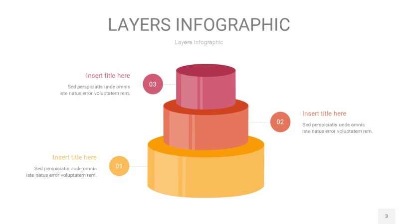 粉黄色3D分层PPT信息图3