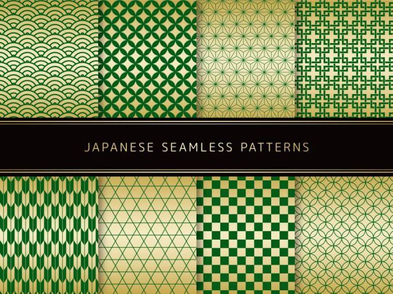 一套绿色×金日本模式