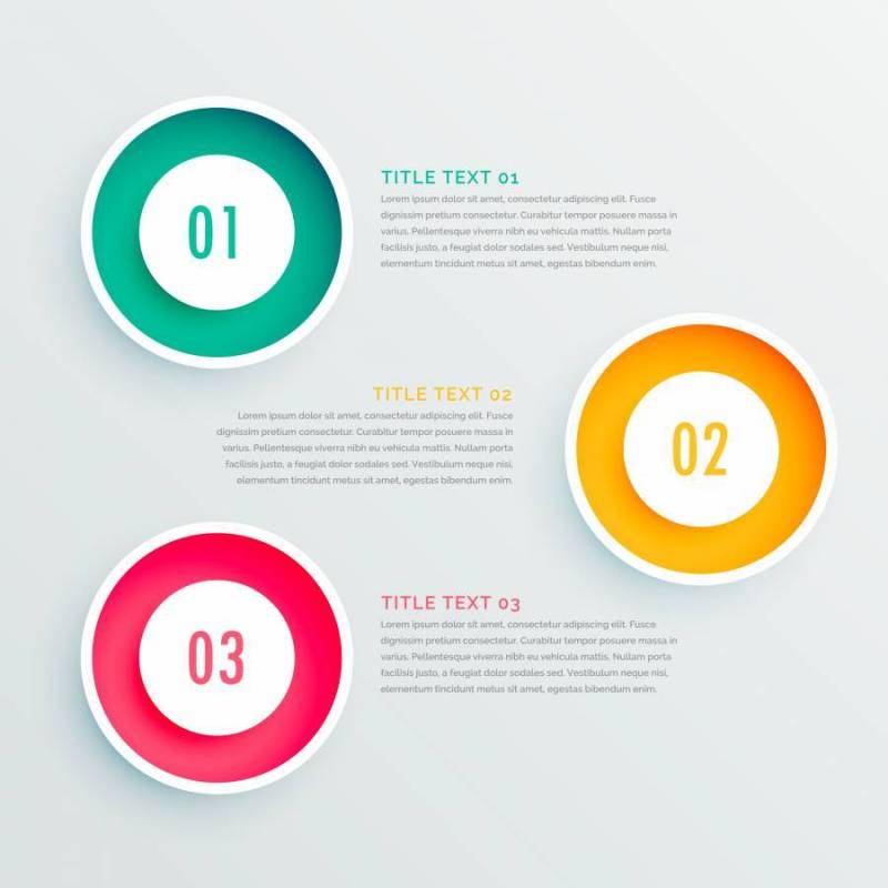 优雅三个步骤的信息图表设计