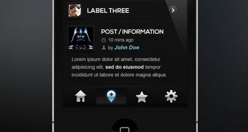 Darkside iPhone App UI Kit Psd