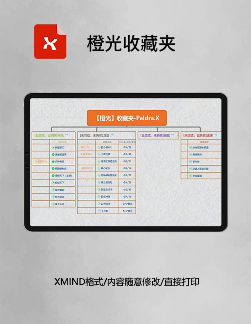 思维导图橙光收藏夹XMind模板
