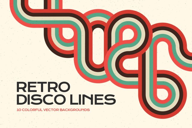 复古迪斯科线条矢量背景包AI设计素材Retro Disco Lines Vector Backgrounds Pack