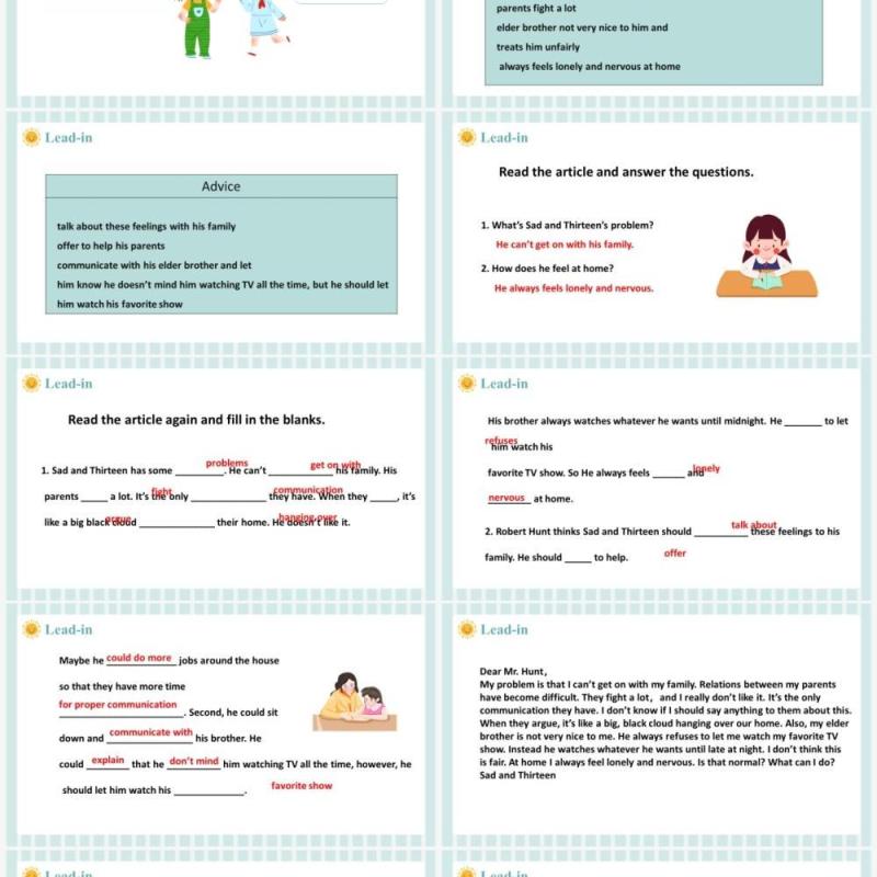 人教版八年级英语下册Why don’t you talk to your parents第2课时课件PPT模板