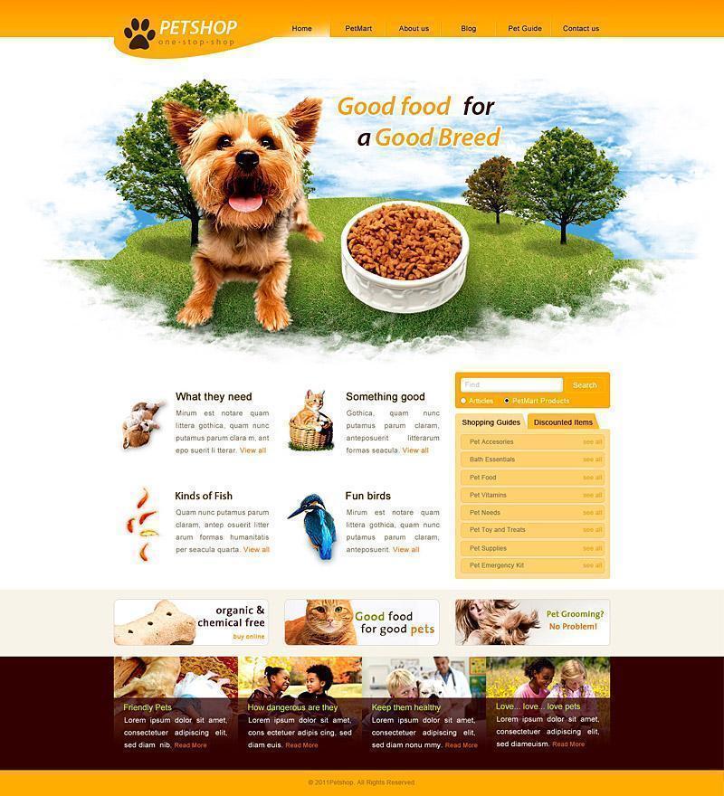 宠物商店网站设计模板PSD