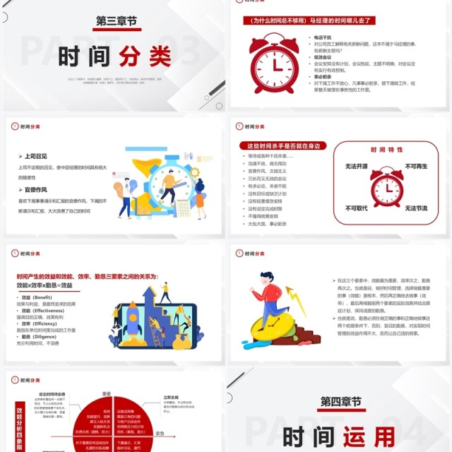 红色简约把时间管理变成一种习惯PPT模板 红色简约把时间管理变成一种习惯PPT模板