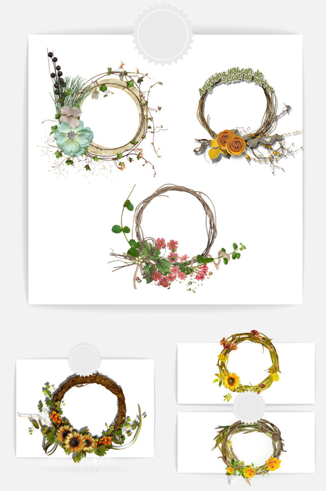 圆形枝条花草边框 圆形枝条花草边框