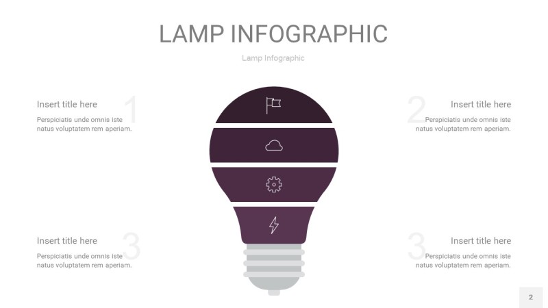 深紫色创意灯PPT信息图2