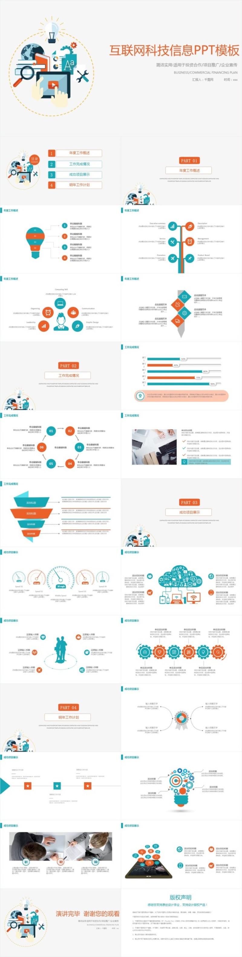 云计算互联网商务智能科技大数据PPT模板