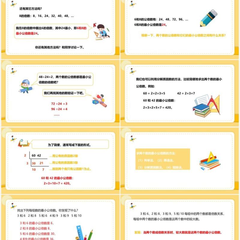 部编版五年级数学下册最小公倍数课件PPT模板