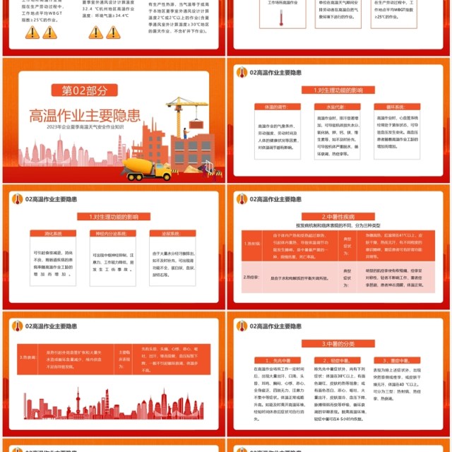 橙色卡通风高温作业安全PPT模板