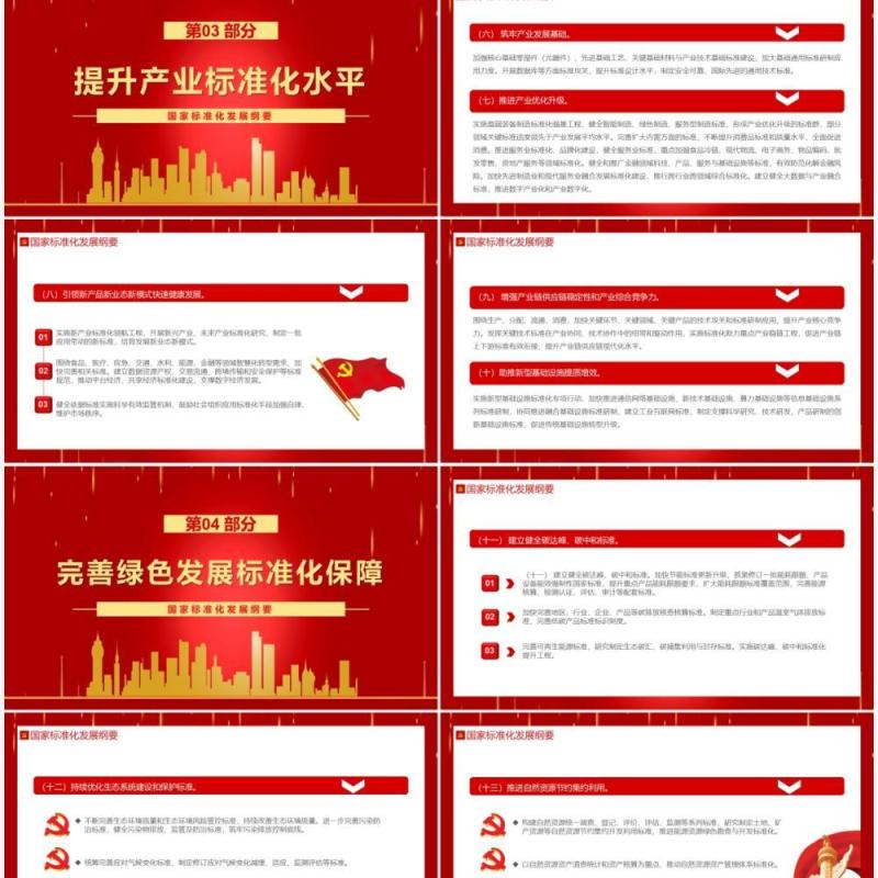红色国家标准化发展纲要动态PPT模板