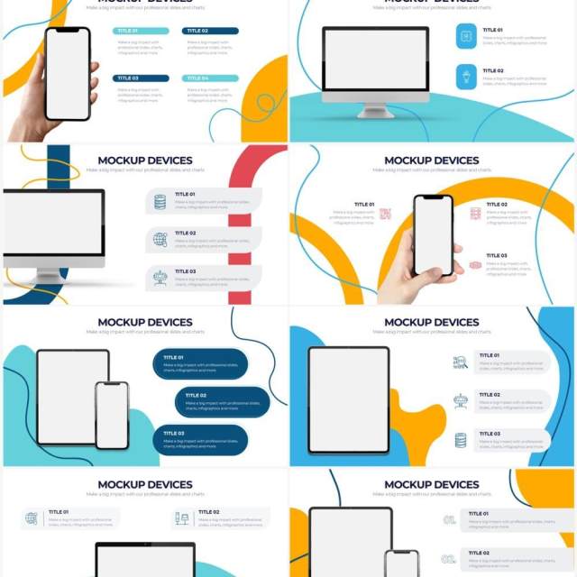 创意手机电脑平板样机设备PPT素材不含摄影图Mockup Devices Powerpoint Infographics