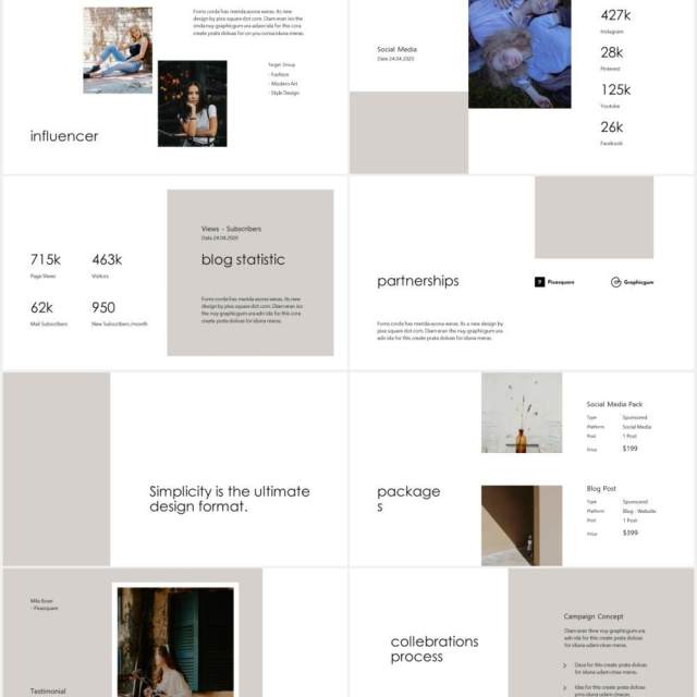 简约简洁图文展示汇报PPT模板KARA - Media Press Kit Powerpoint Template