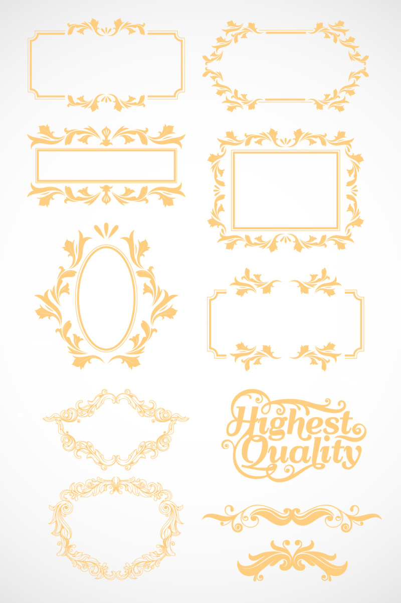 金色边框标签矢量图
