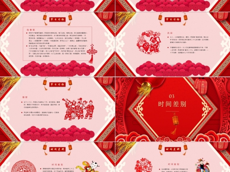 原创中国风喜庆风格春节习俗小年文化ppt模版-版权可商用