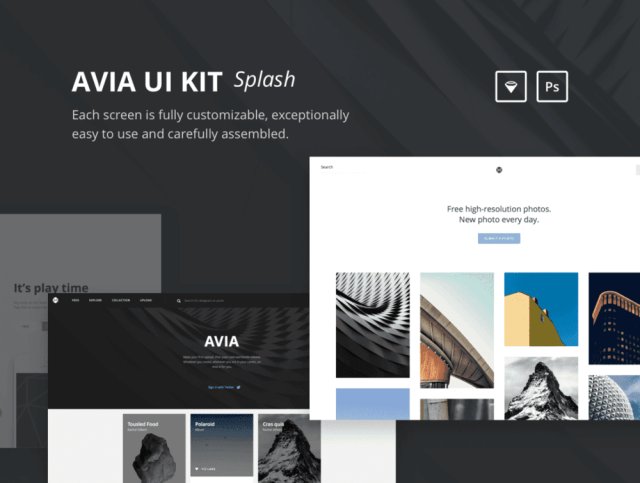 美丽的40模板主页工具包，Avia UI Kit：Splash