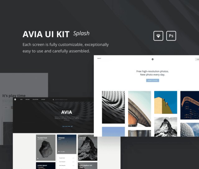 美丽的40模板主页工具包，Avia UI Kit：Splash