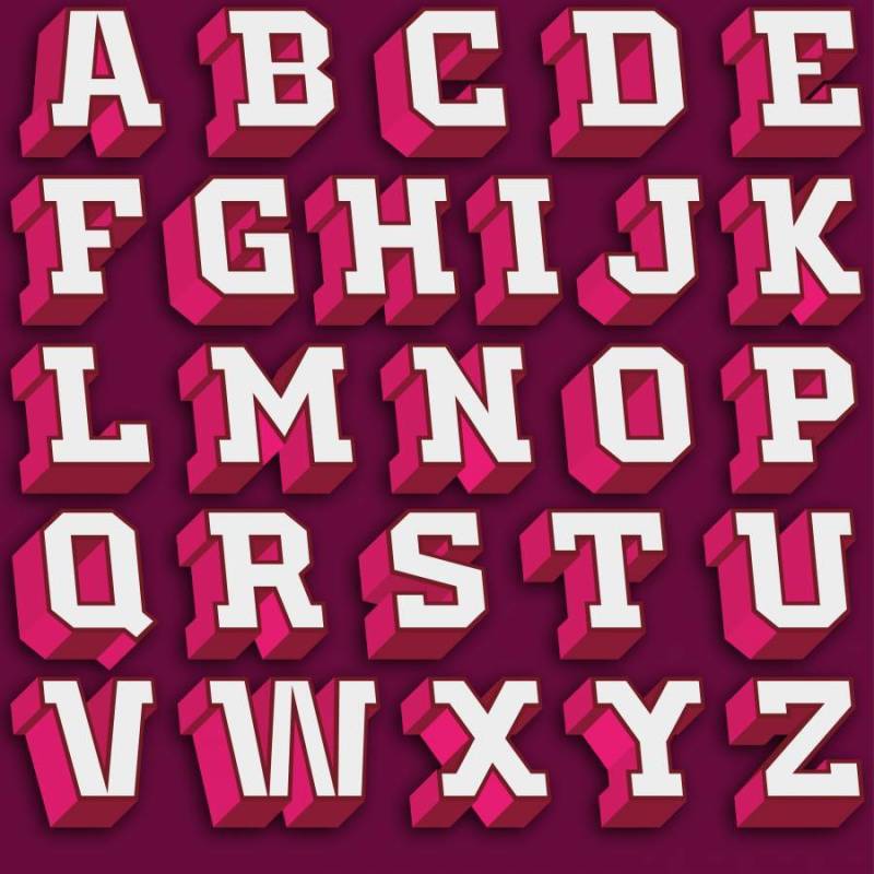 矢量粉红色和白色复古3d字体