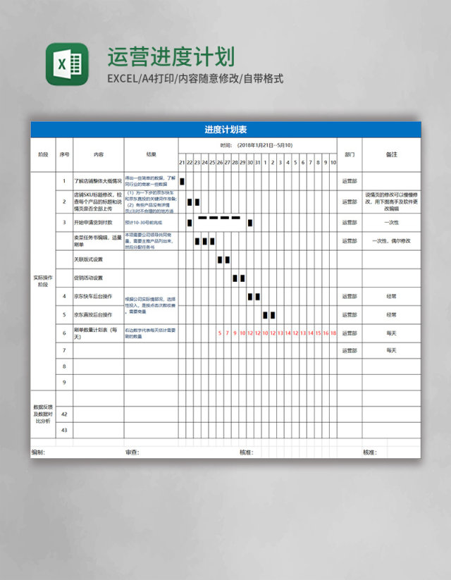 运营进度计划表格Excel表格 运营进度计划表格Excel表格