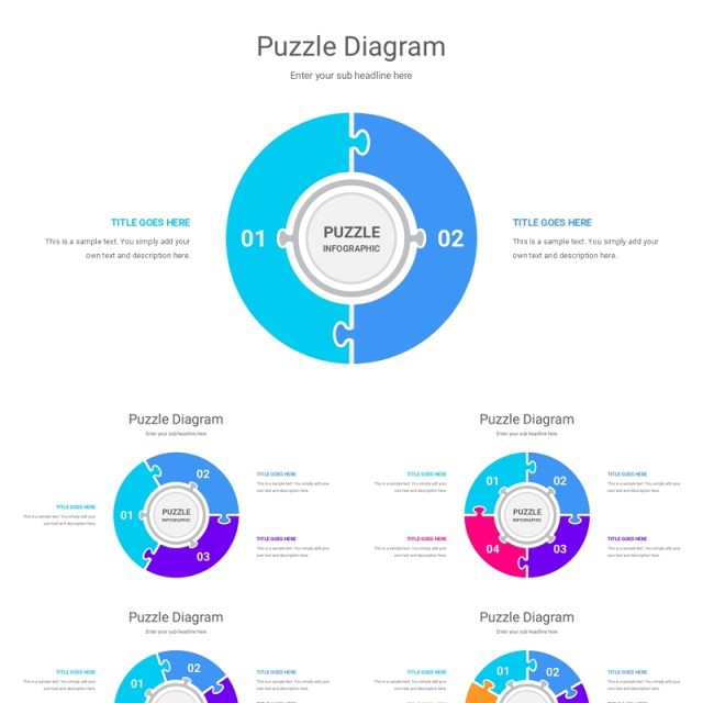 创意拼图信息图表PPT的模板Puzzle Diagram