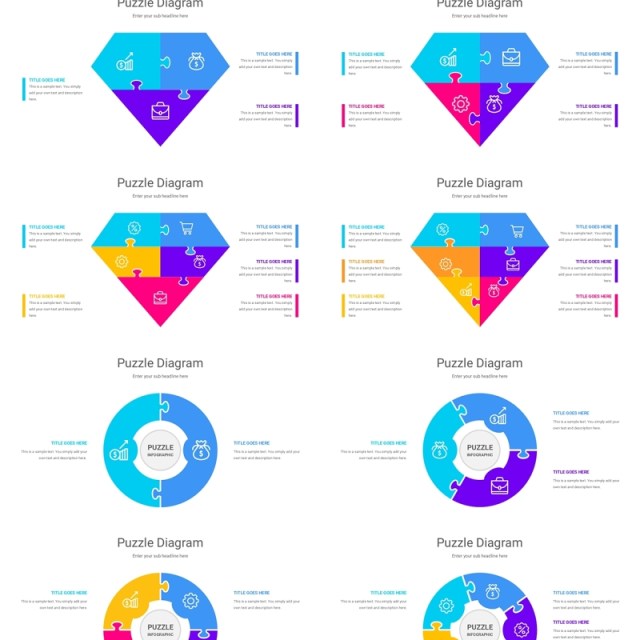 创意拼图信息图表PPT的模板Puzzle Diagram