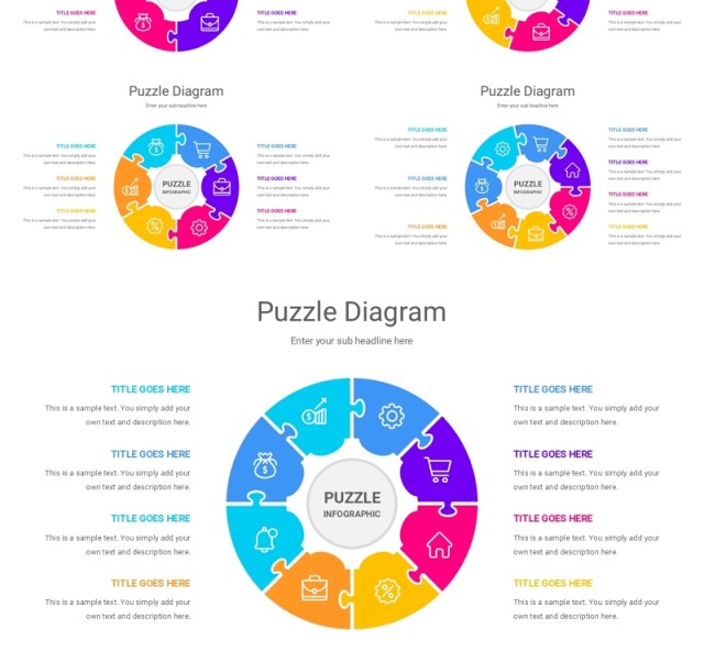 创意拼图信息图表PPT的模板Puzzle Diagram