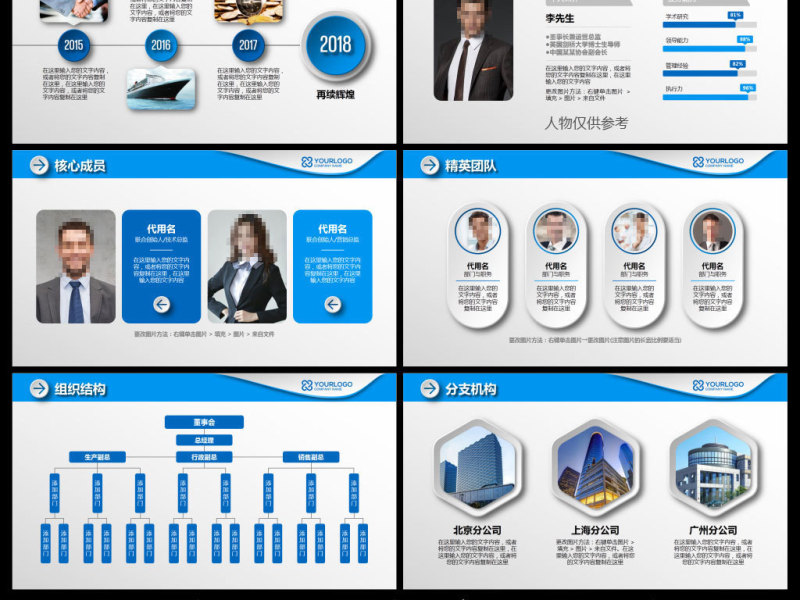 蓝色企业宣传企业简介公司简介PPT模板