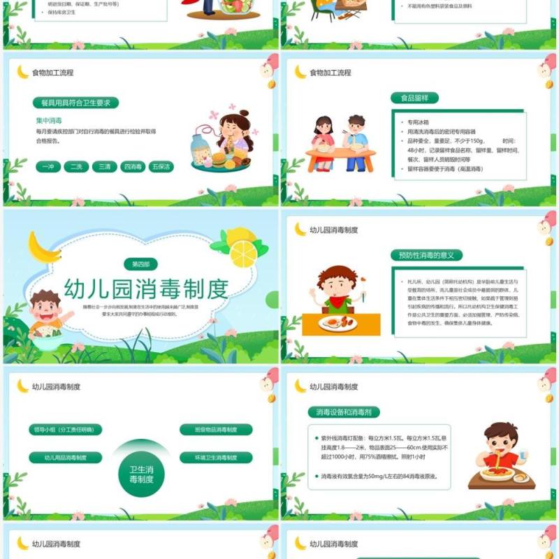 绿色卡通风幼儿园食品安全培训PPT模板