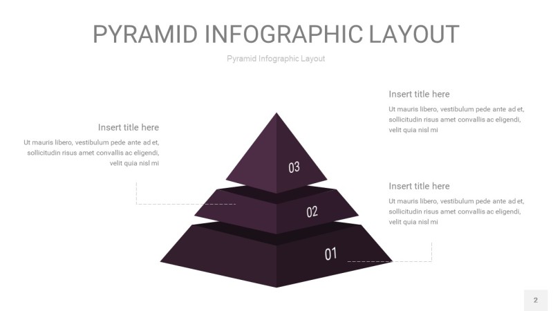 深紫色3D金字塔PPT信息图表2