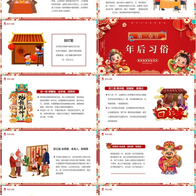红色中国风2025蛇年习俗介绍PPT模板 红色中国风2025蛇年习俗介绍PPT模板
