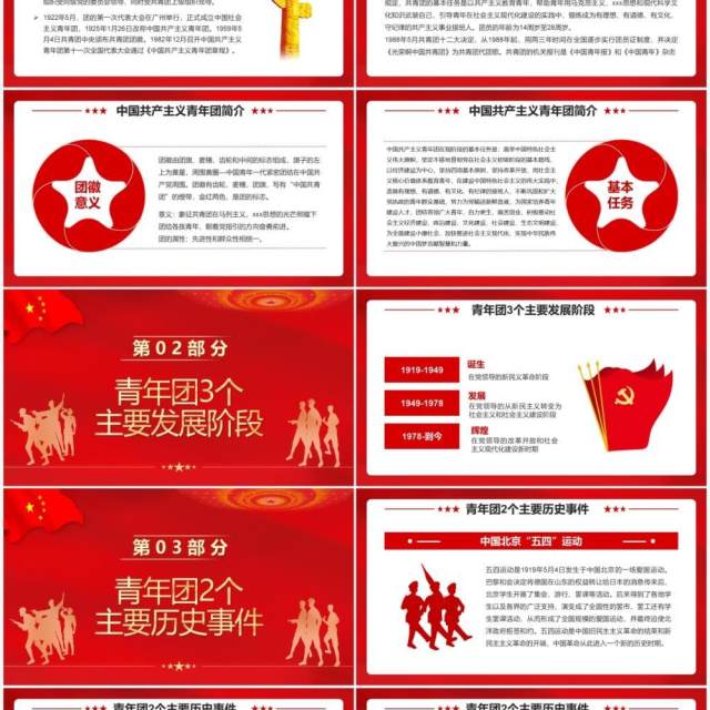红色简约中国共青团发展历程PPT模板 红色简约中国共青团发展历程PPT模板