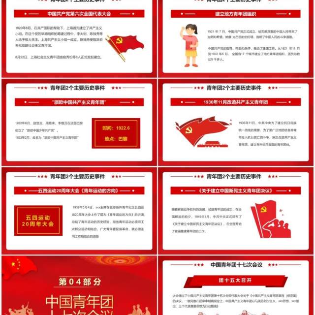 红色简约中国共青团发展历程PPT模板 红色简约中国共青团发展历程PPT模板